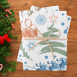 Colourful Pastel Modern Christmas Pattern Holiday Wrapping Paper Sheet