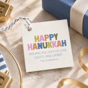 Colourful Pastel Modern Hanukkah Holiday Custom Favour Tags