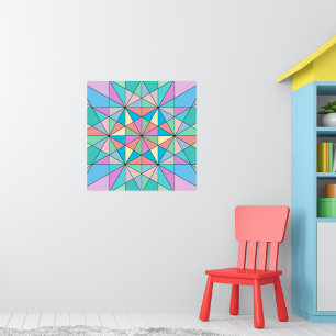 Colourful Pastel Mosaic Triangle Star Pattern Poster