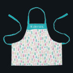 Colourful Pastel Paint Stroke Pattern Print Apron<br><div class="desc">Colourful abstract pastel paint strokes,  pattern print apron. Features,  coordinating blue colour straps and template text line in white for name.</div>