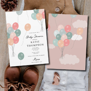 Colourful Pastel Party Balloons Baby Shower Invitation