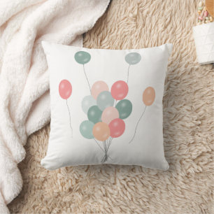 Colourful Pastel Party Balloons Cushion