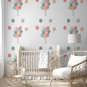 Colourful Pastel Party Balloons Nursery Bedroom Wallpaper