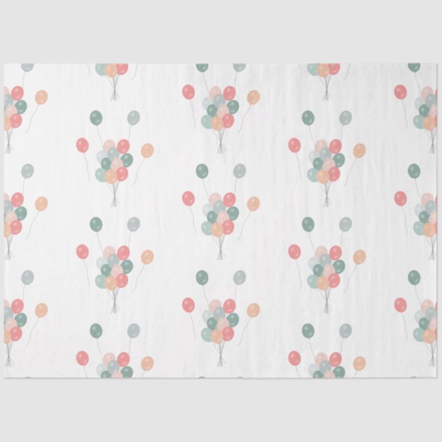 Colourful Pastel Party Balloons  Tissue Paper (Front)