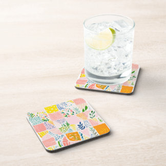 Colourful Pastel Patchwork Preppy Coaster