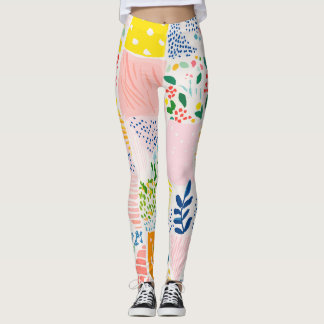 Colourful Pastel Patchwork Preppy Leggings