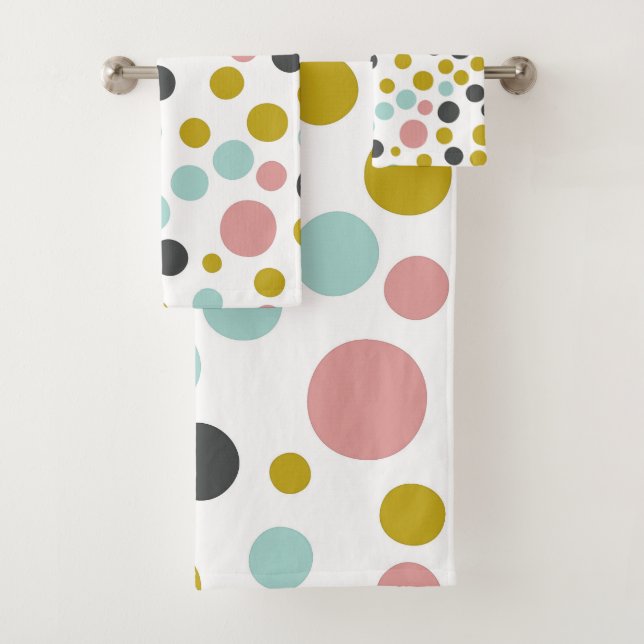 Colourful Pastel Polka Dots | Towel Set (Insitu)