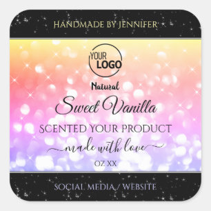 Colourful Pastel Rainbow Glitter Product Labels