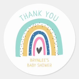 Colourful Pastel Rainbow Thank You Favour Classic Round Sticker