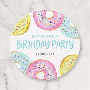 Colourful Pastel Sprinkle Doughnuts Birthday Party Favour Tags