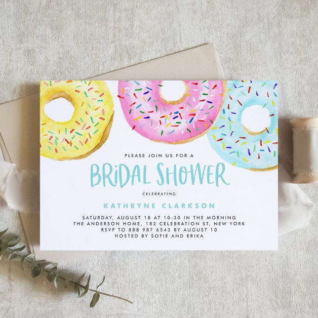 Colourful Pastel Sprinkle Doughnuts Bridal Shower Invitation (Creator Uploaded)