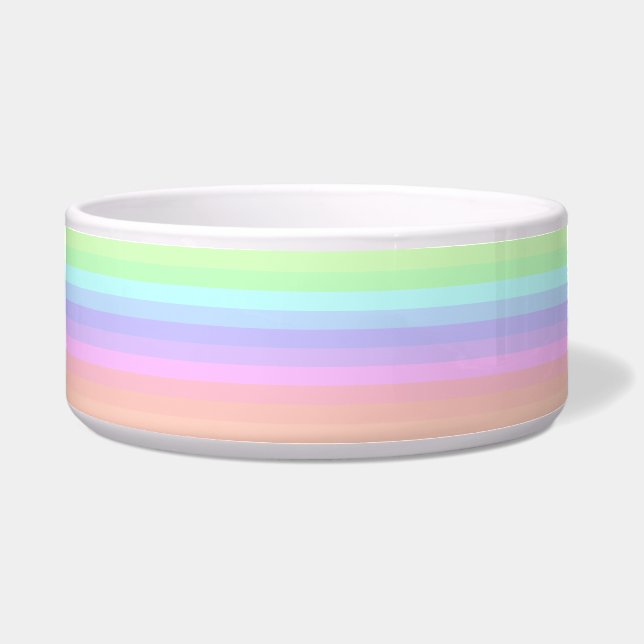 Colourful Pastel Striped Large Dog Bowl (Front)