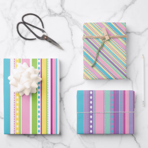 Colourful Pastel Stripes Easter Pattern Cute Moder Wrapping Paper Sheet