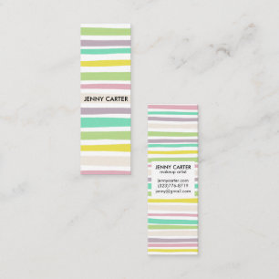 Colourful Pastel Stripes Minimalist Cool Mini Business Card