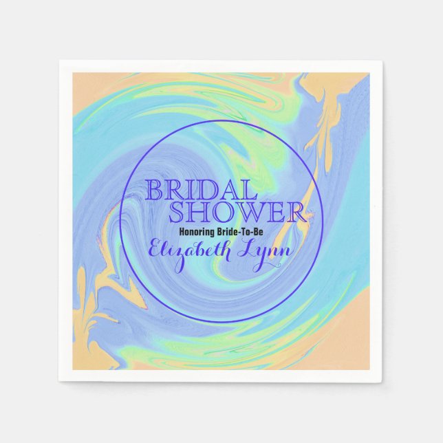 Colourful Pastel Swirl Bridal Shower Napkin (Front)