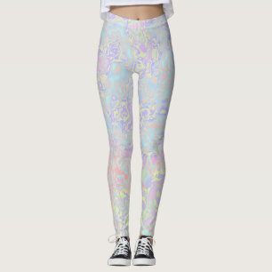 Colourful Pastel Swirly Trippy Acid Trip Rainbow Leggings