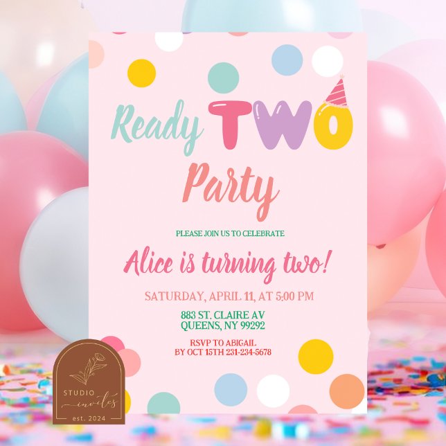 Colourful Pastel Time TWO party birthday Invitation (Creator Uploaded)