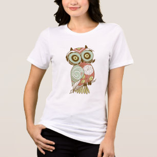 Colourful Pastel Tones Retro Floral Owl Tri-Blend Shirt