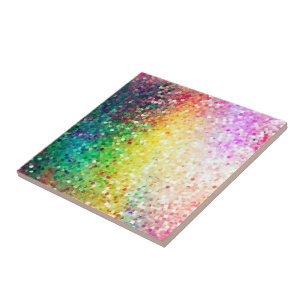 Colourful Pastel Tones Retro Glitter Tile