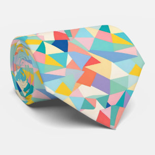 Colourful Pastel Triangles And Wedge Shapes Tie