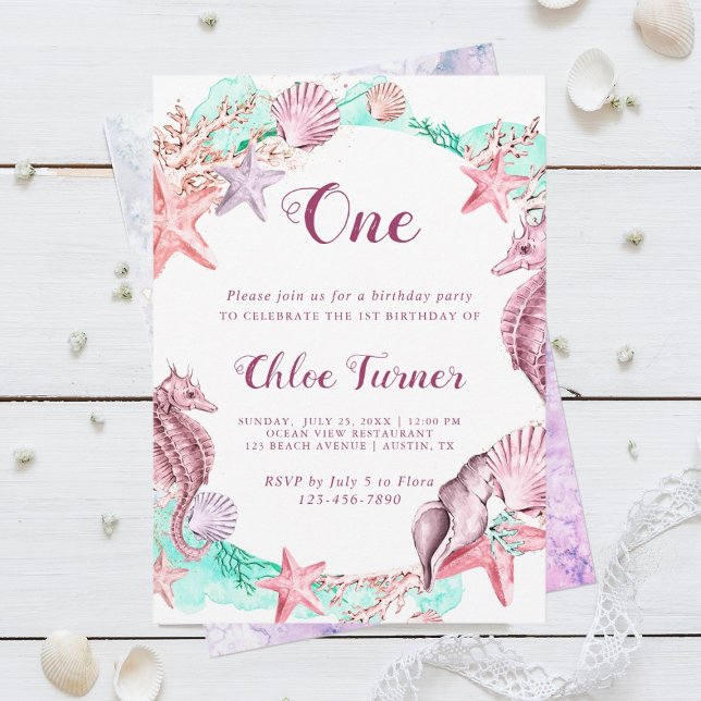 Colourful Pastel Under the Sea Girl Birthday  Invitation (Creator Uploaded)