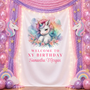 Colourful Pastel Unicorn Magical Day Backdrop Tapestry