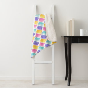 Colourful Pastel Watercolor Brush Strokes Pattern Sherpa Blanket