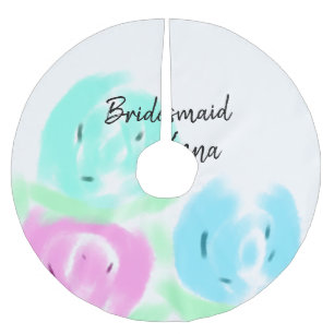 Colourful pastel watercolor floral bridemaid add n brushed polyester tree skirt