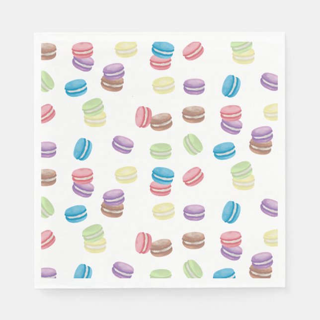 Colourful Pastel Watercolor French Macarons  Napkin (Front)