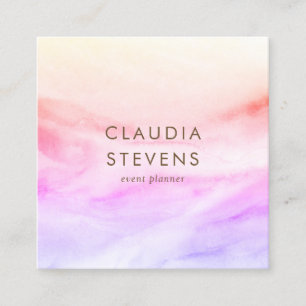 Colourful Pastel Watercolor Marble Pattern Square Business Card