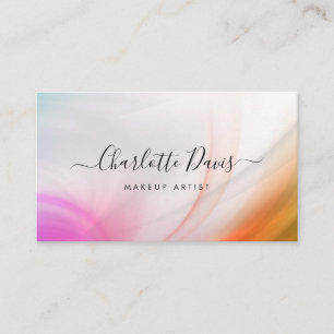 Colourful Pastel Waves Black Script Business Card