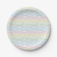 Colourful Pastel Waves Kawaii Clouds Pattern