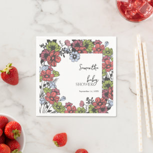 Colourful Pastel Wildflower Baby Shower Napkin