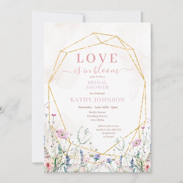 Colourful Pastel Wildflower Bridal Shower  Invitation (Front)