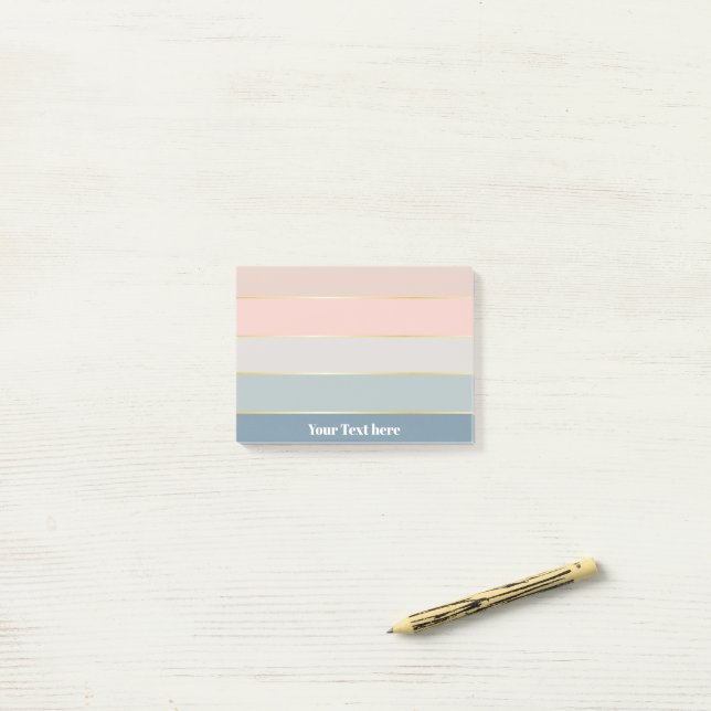 Colourful Pastell Gold Personalised Colour Stripes Post-it Notes (On Desk)
