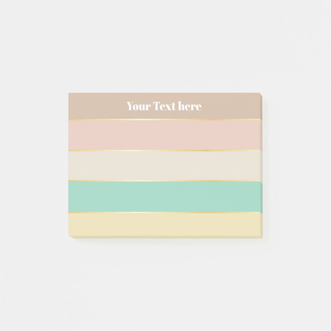 Colourful Pastell Gold Personalised Colour Stripes Post-it Notes (Front)