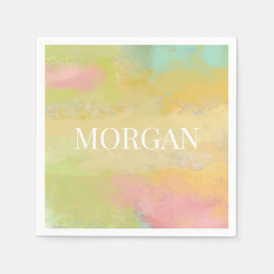 Colourful Pastels Colour Blocks Custom Party Napkin