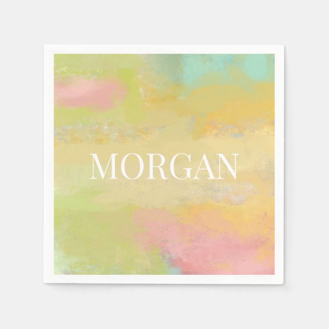 Colourful Pastels Colour Blocks Custom Party  Napkin (Front)