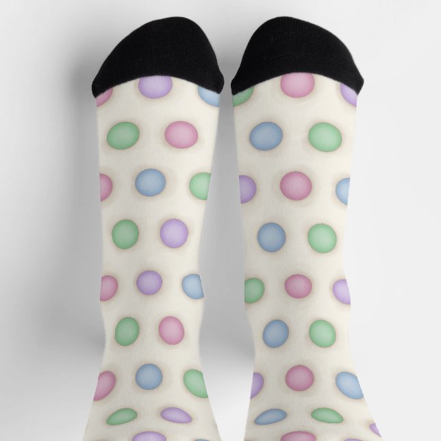 Colourful Pastels Distressed Polka Dots Socks (Top)