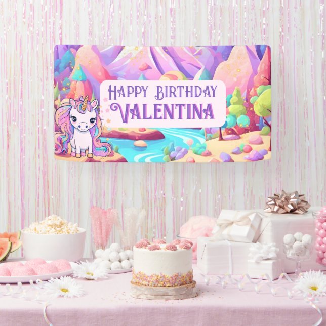 Colourful Pastels Magical Cute Unicorn Birthday Banner (Party)