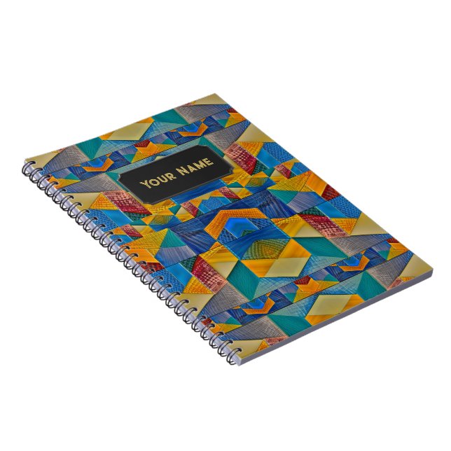Colourful Patches - Ethnic Look Quilt - Your Text Notebook (Right Side)