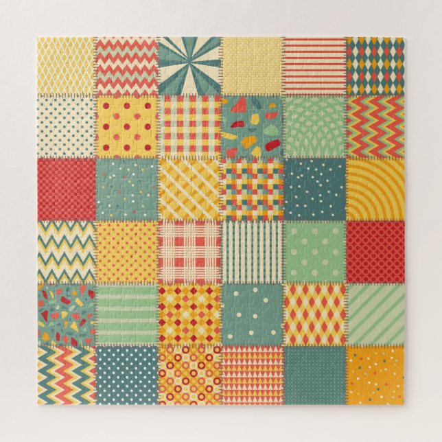 Colourful patchwork: abstract seamless ornaments. jigsaw puzzle (Vertical)