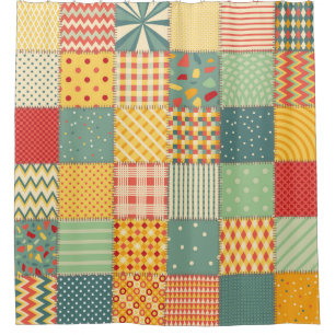 Colourful patchwork: abstract seamless ornaments. shower curtain