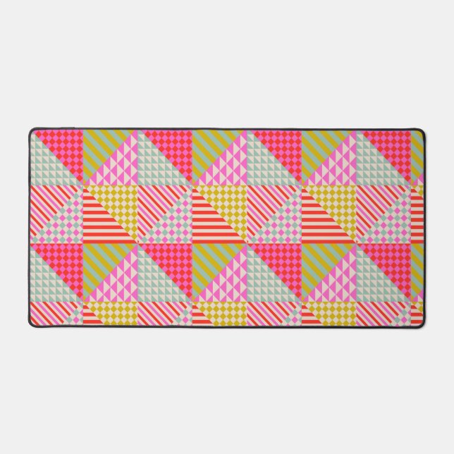 Colourful Patchwork Aesthetic Desk Mat Mousepad (Front)