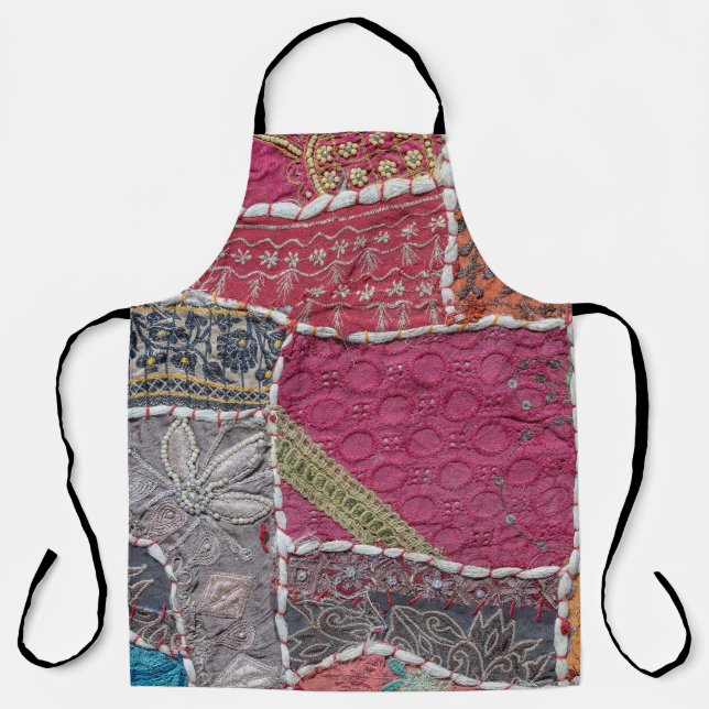 Colourful Patchwork Carpet Closeup Detail Apron (Front)