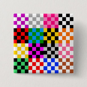 Colourful Patchwork Chequered Pattern Design 15 Cm Square Badge