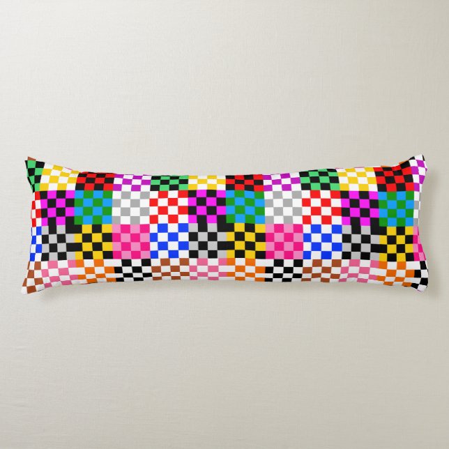 Colourful Patchwork Chequered Pattern Design  Body Cushion (Front)