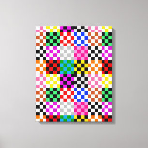 Colourful Patchwork Chequered Pattern Design Canvas Print