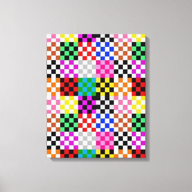 Colourful Patchwork Chequered Pattern Design  Canvas Print (Front)