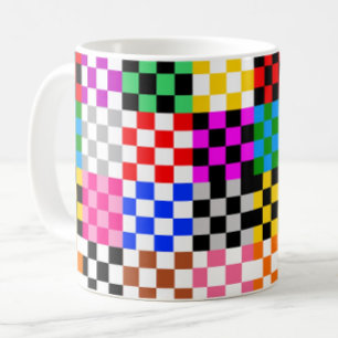 Colourful Patchwork Chequered Pattern Design Coffee Mug